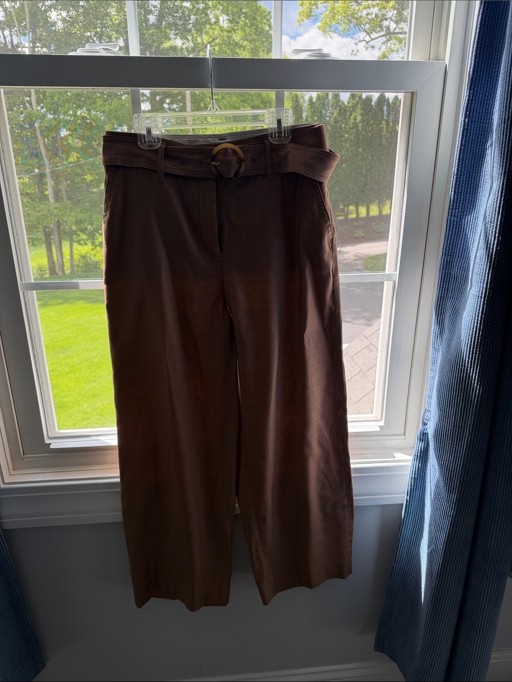 White House Black Market Brown Wide-Leg Capris with Belt